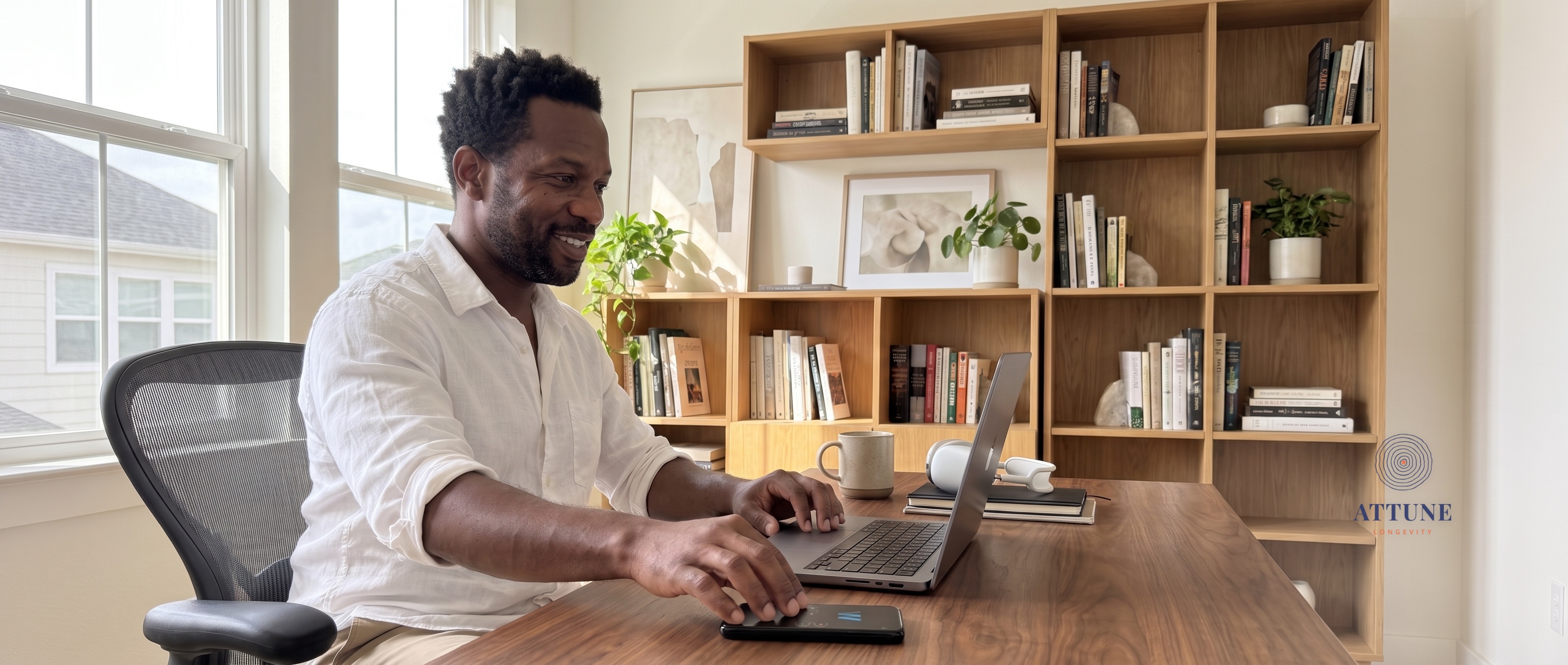 Reviewing wellness scan results on the WebWellness app at a home desk